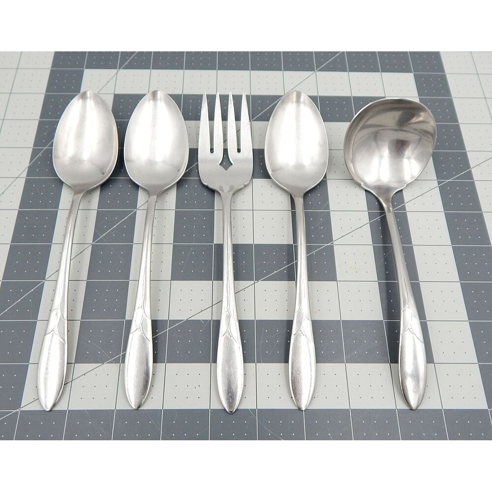 Oneida DEBONAIR Stainless Oneidacraft Deluxe 5 Serving Pieces Flatware Spoons